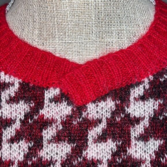 Woolrich Womens Wool Mohair Red Holiday Crewneck Sweater Sz XS Host Pick - Picture 7 of 8